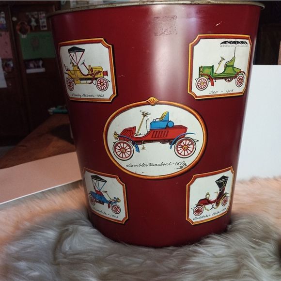 Other - VINTAGE metal Antique Car trash can